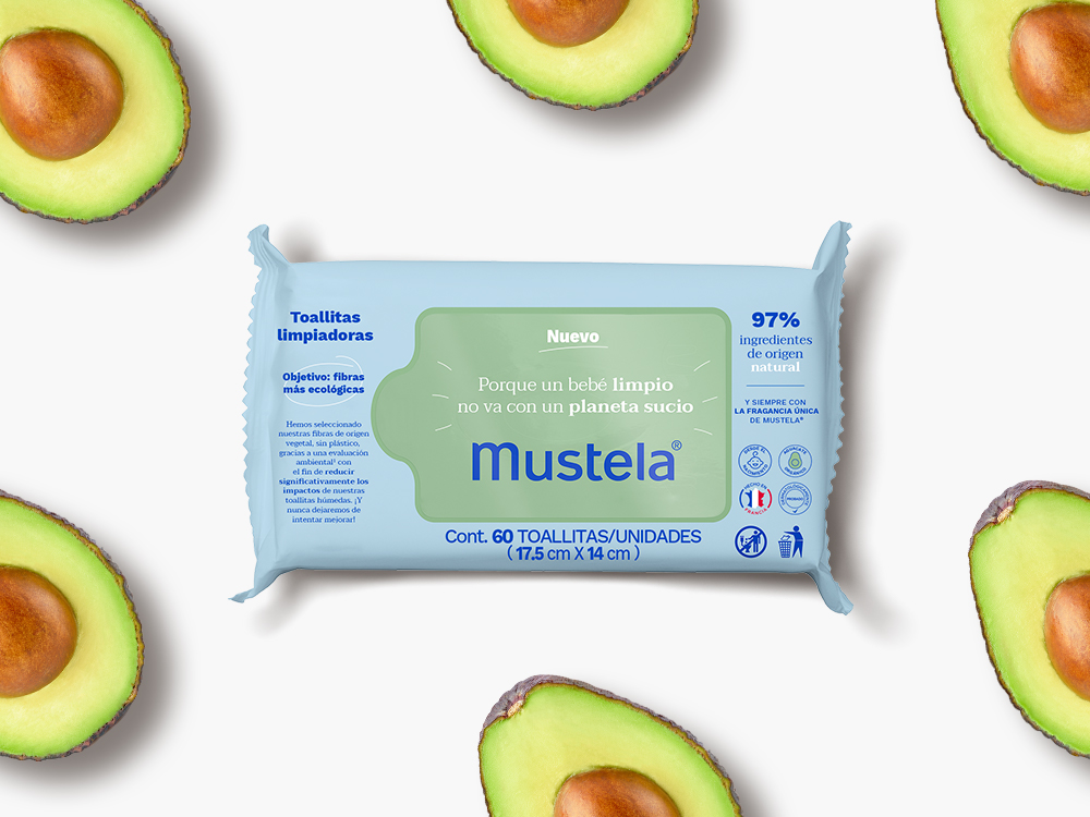 Mustela Pack Toallitas Limpiadoras con Aguacate Bio, 3 x 60 unidades